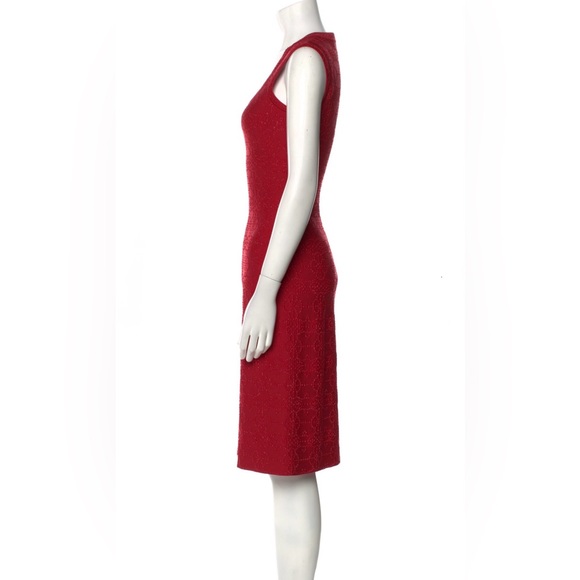 ALAIA Red Textured MIDI Scoop Neck Sleeveless A Line Dress Size 40 US 6 | 8 - Picture 3 of 16
